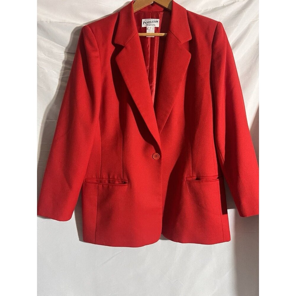 Pendleton Red Virgin Wool Jacket Blazer Women’s Office Vtg Size 12     Q12
